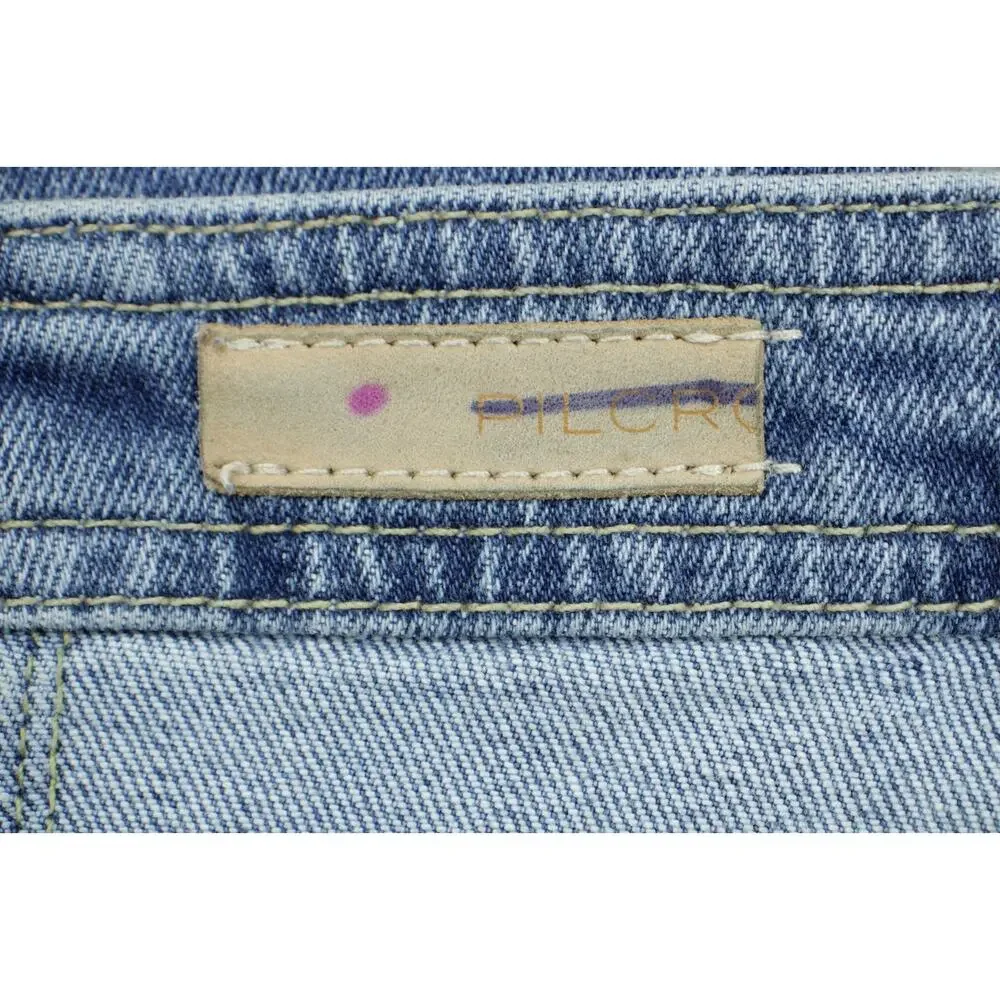 Anthropologie Pilcro Jeans Women 32 Blue Cotton Blend Stretch Carpenter Wide Leg